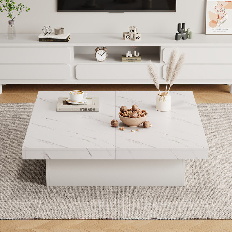 Coffee Table with Storage, White