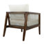 Chaises club d'extérieur (ensemble de 2), structure en bois d'acacia avec dossier en corde, coussins beiges hydrofuges pour patio / cour arrière / terrasse, brun foncé