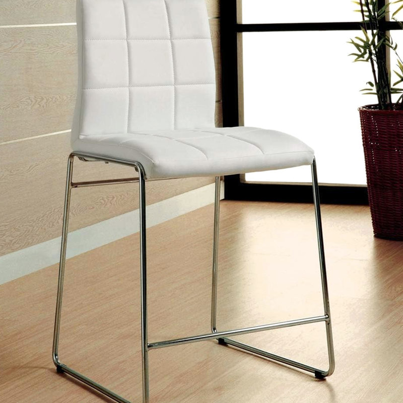 Chaises de salle à manger à hauteur de comptoir de couleur blanche avec pieds - 2 supports modernes