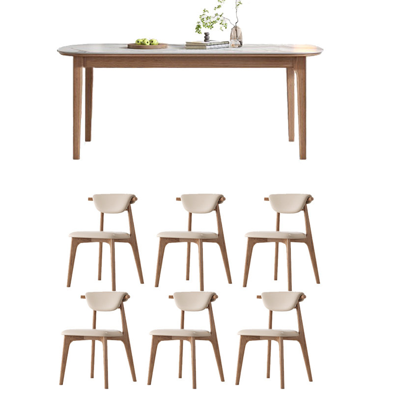 Simple sintered stone dining table set, 29.53"H x 62.99"L x 31.5"W