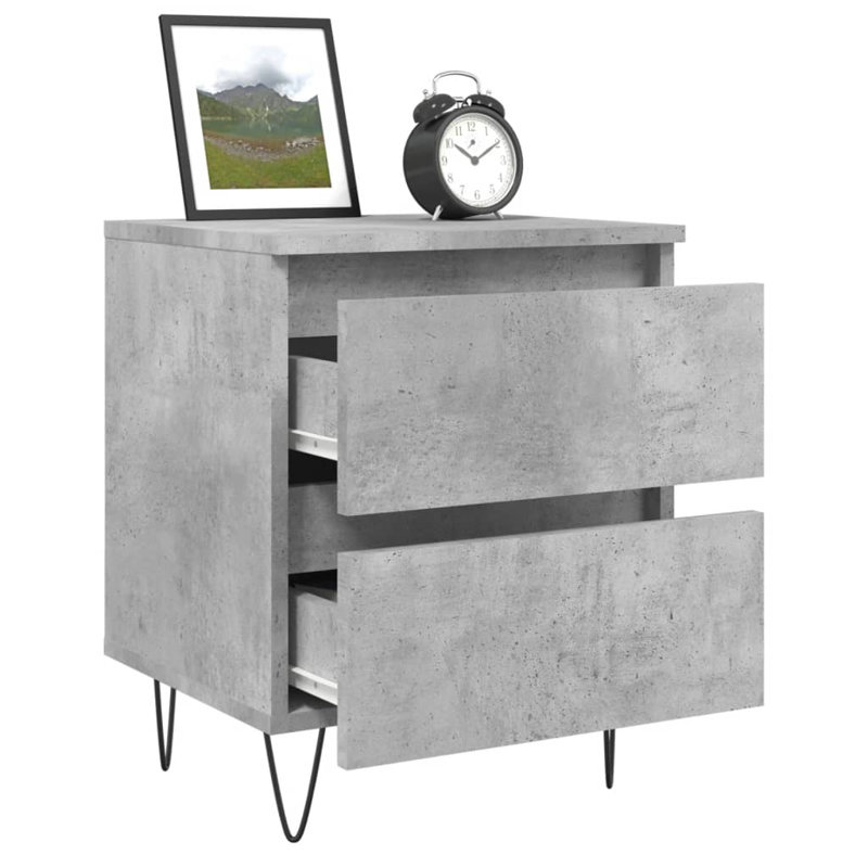 Arreguin 40cm W Iron Bedside Table, Concrete Grey, Individual