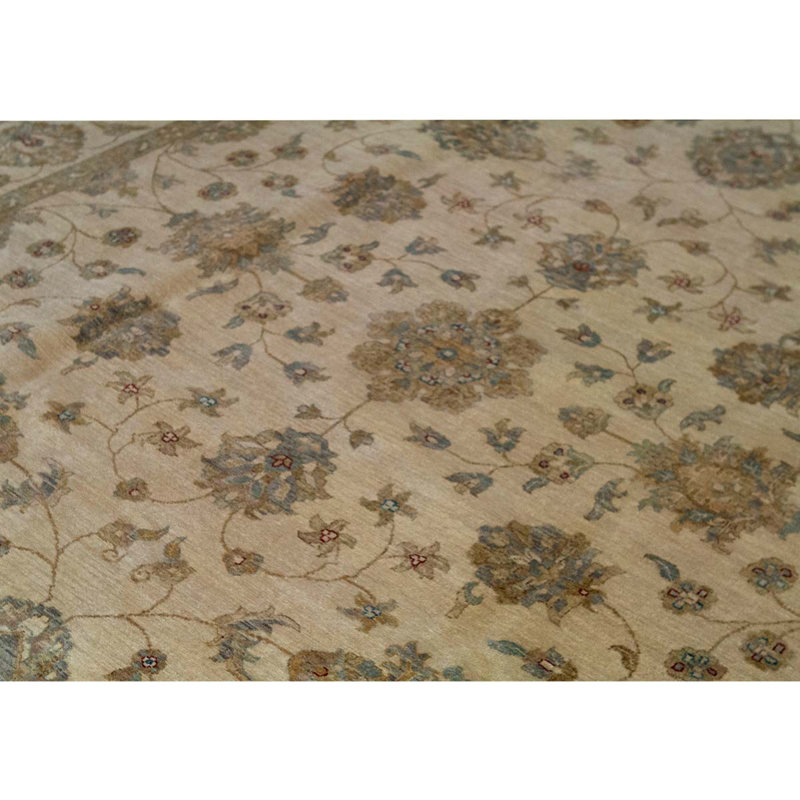 Tapis ivoire / brun / beige noué à la main de haute qualité