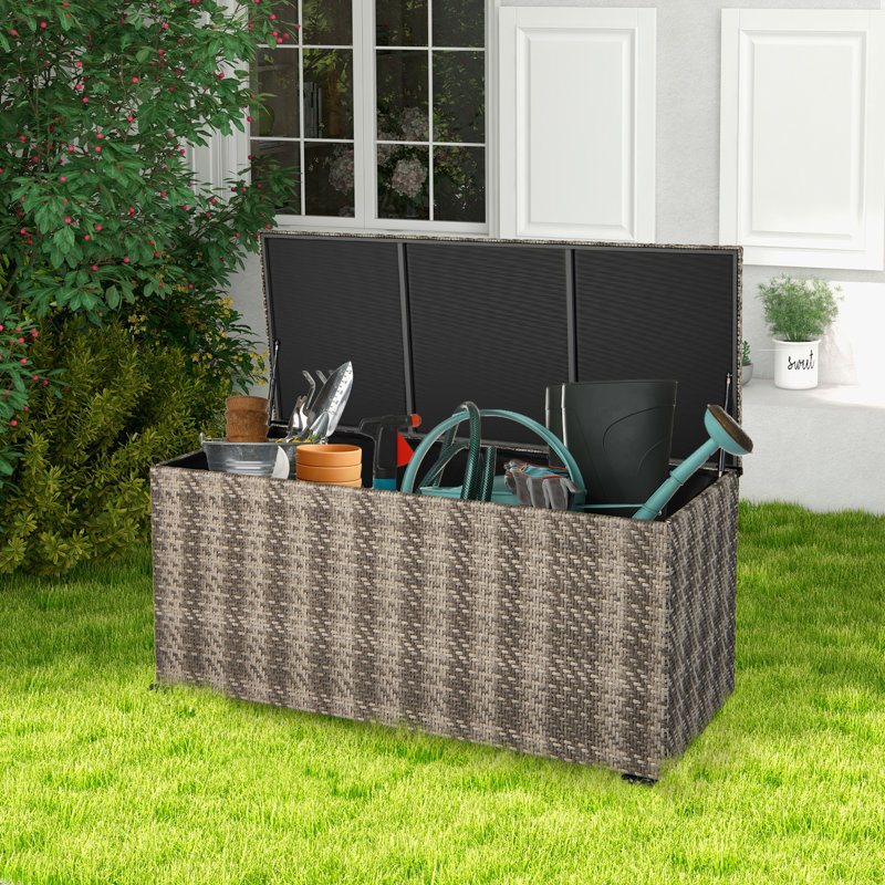 Boîte de rangement sur roulettes 96 gallons Topbuy, Gris