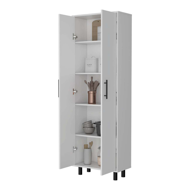 Fagan 2-Door 5-Shelf Kitchen Pantry White, White