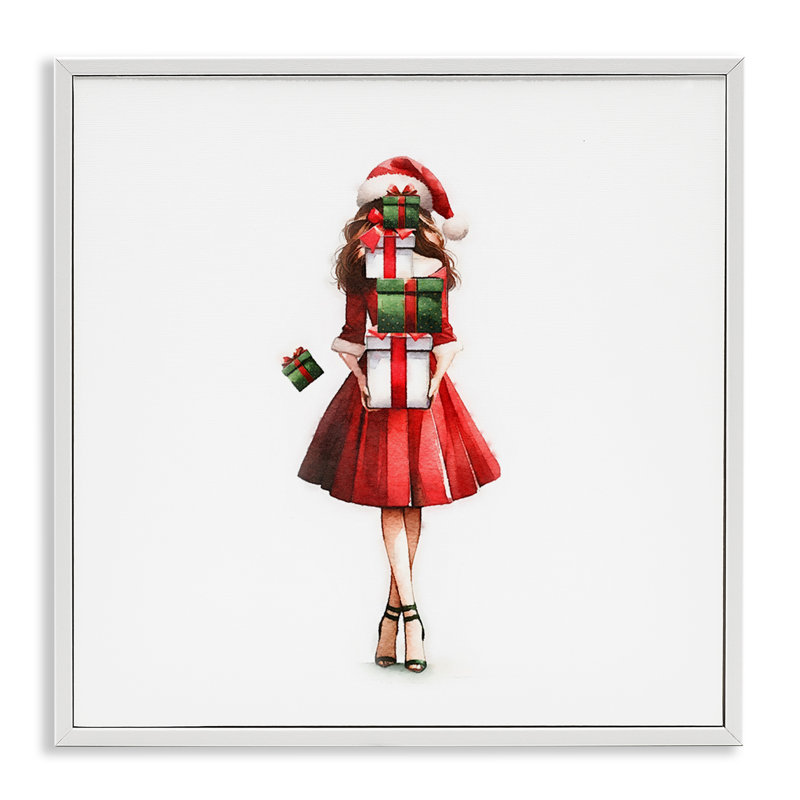 «Carrying Christmas Christmas» par Amanda Greenwood, Giclée encadrée blanc bord de mer, H 12 po x l 12 po