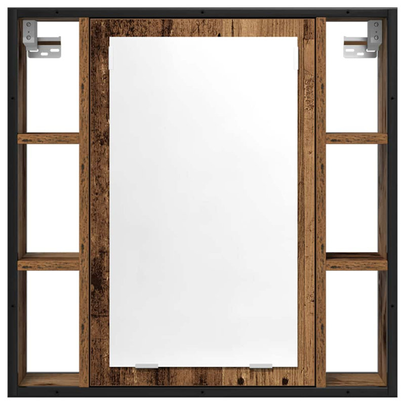 vidaXL Bathroom Mirror Cabinet, Old Wood