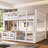 Full XL Over Queen/Full  Over Queen Bunk Bed With Ladder And Guardrails, Pegboard And Bookshelf, White-209804311-209805290