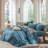 MooMee Lightweight Duvet Cover Set with Zipper Closure 8 Ties 100% Washed Cotton Linen Like Textured Soft Breathable All-Season-109236629-113693428