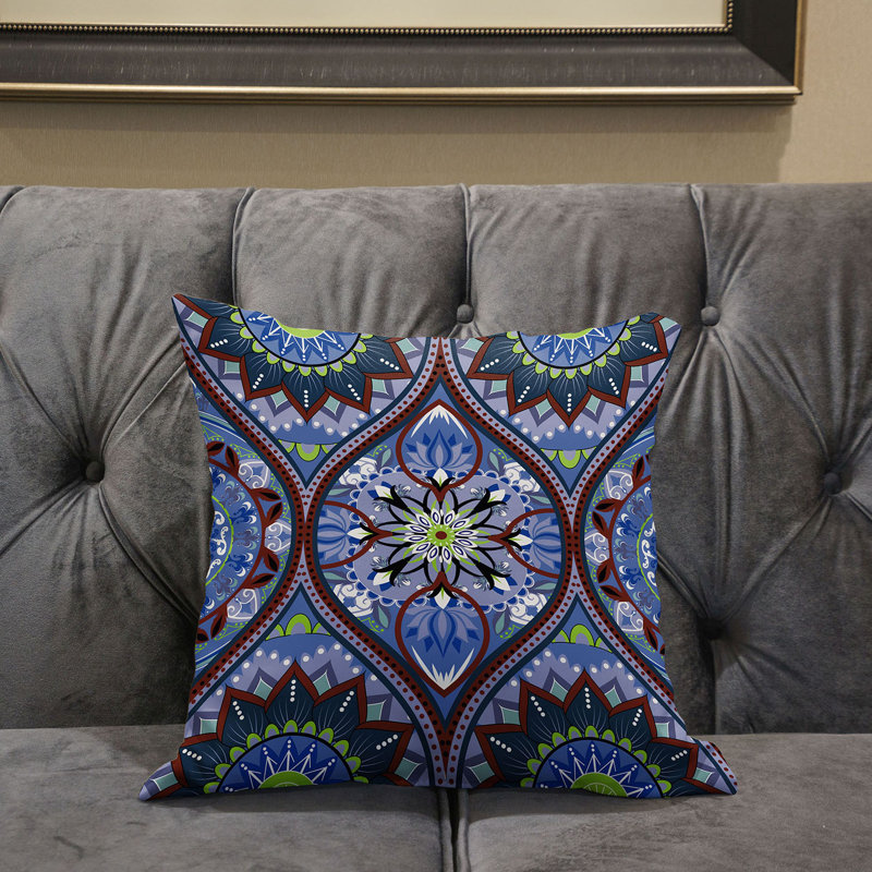 Housse et insert de coussin décoratif en polyester, Bleu et vert, 18 po x 18 po
