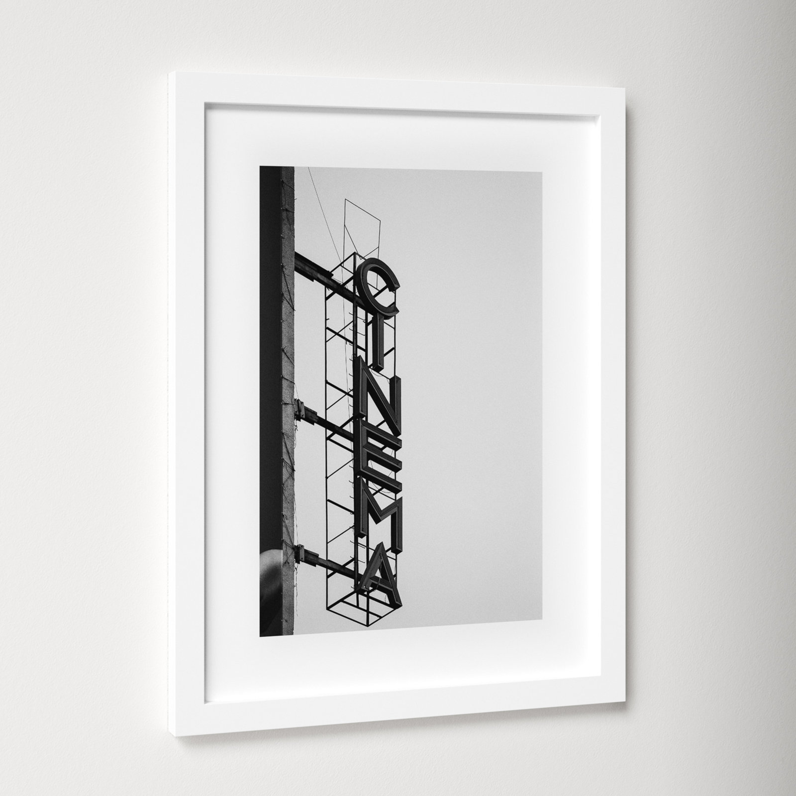 Cinema Marquee Sign Photo Print, 20.12" H x 15.12" W x 0.88" D, White