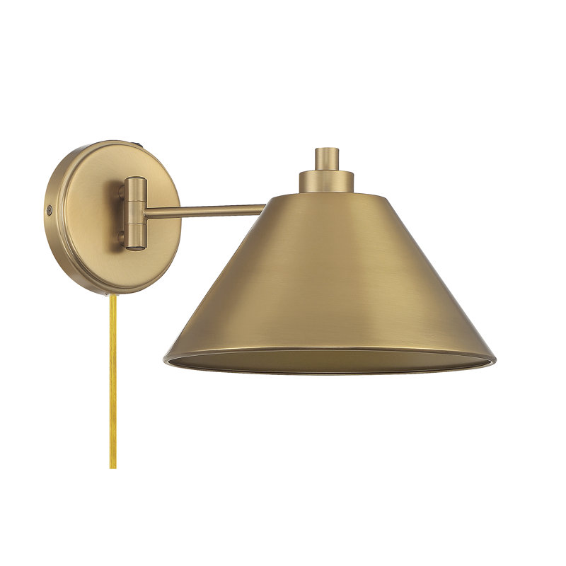 Applique murale 1 lumière Meridian en laiton naturel, Laiton, Laiton