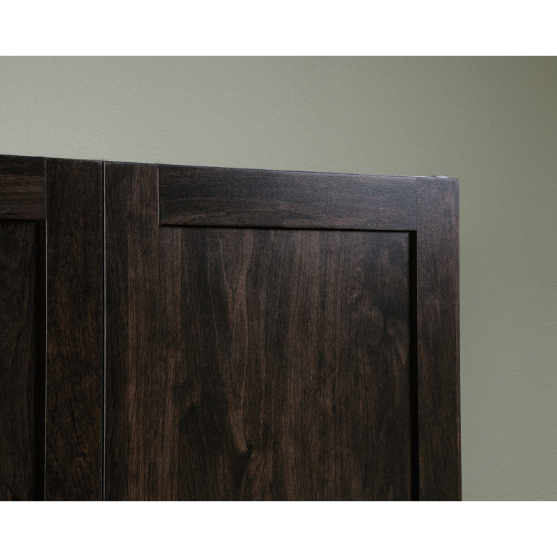 Tall Dark Brown Engineered Wood Storage Cabinet with Adjustable Shelving