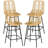 Rattan Bar Stools Set Of 4, 26" Counter Height Barstools, Boho Kitchen Island Stools With Breathable Wicker Seat And Back