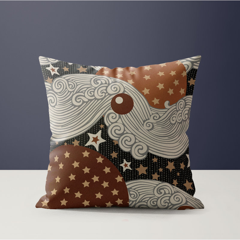 Oreiller carré en microsuède galaxie, Beige, brun et gris, 16 x 16