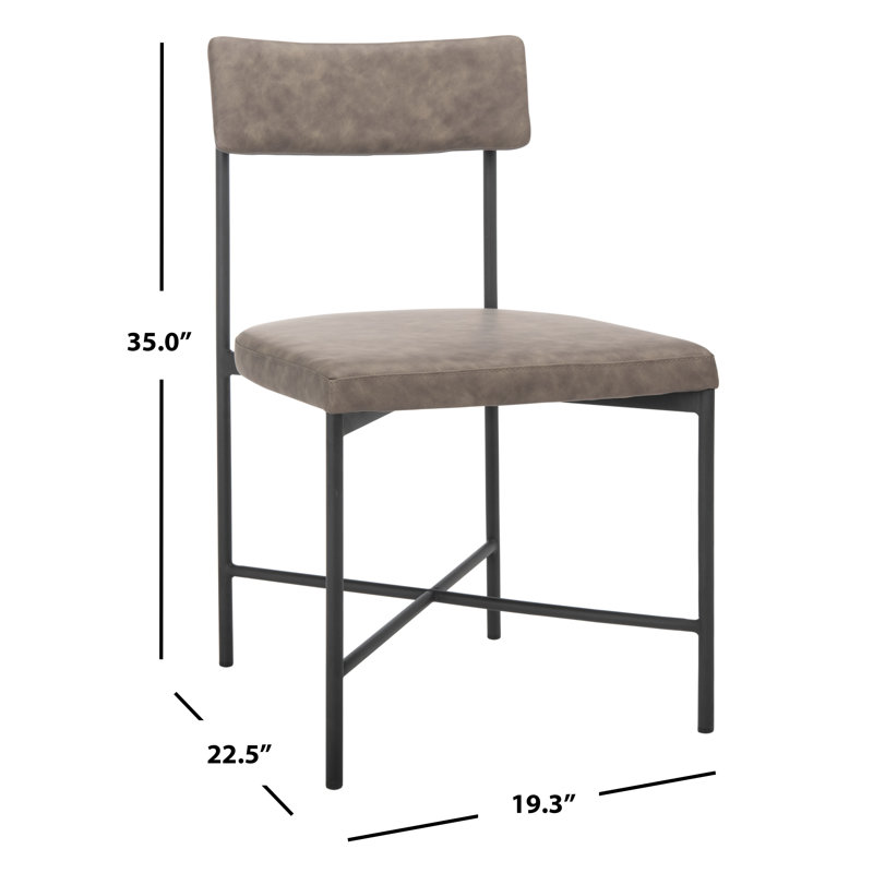 20'' H Leather Upholstered Metal Armchair, Gray Faux Leather