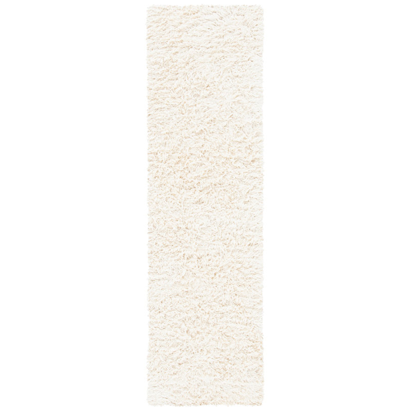 Tapis en laine ivoire tissé à la main Delane, Tapis de couloir 2 pi 3 po x 8 pi