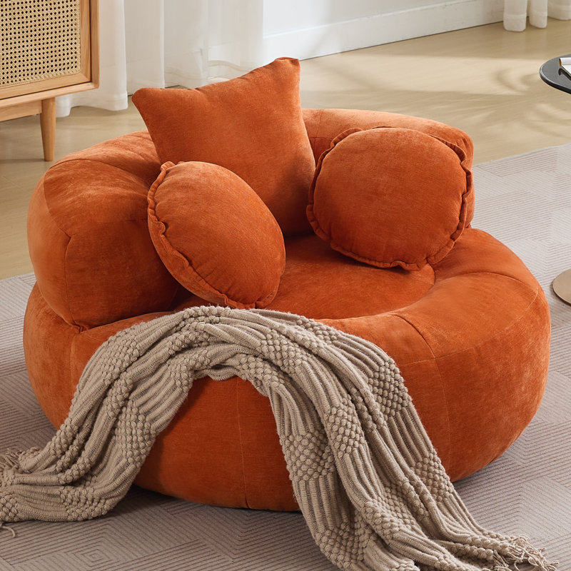 42" Low-Profile Floor Hugge Compression Chair, Orange, No
