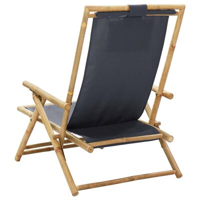 Reclining Relaxing Chair Dark Gray Bamboo And Fabric -  New Classic, Y313024
