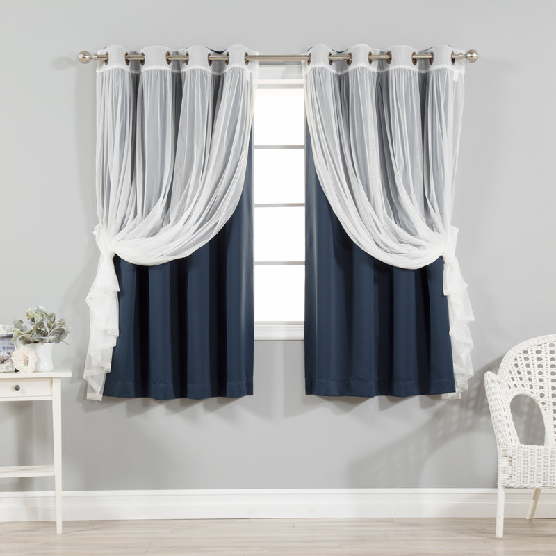 Panneau coulissant en polyester Natascha, l 52" x L 84", Bleu marine