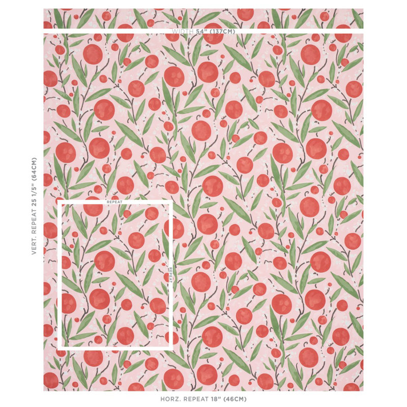 Papier peint Mirabelle, Cerise et rosé