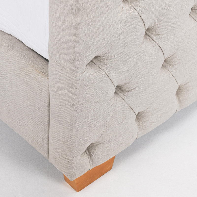 Laurent Fabric Tufted Queen Bed In Beige, Queen