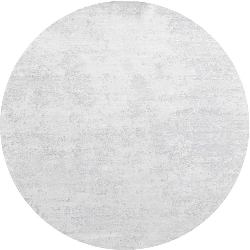 Tapis de zone gris/crème contemporaine, Rond 8 pi