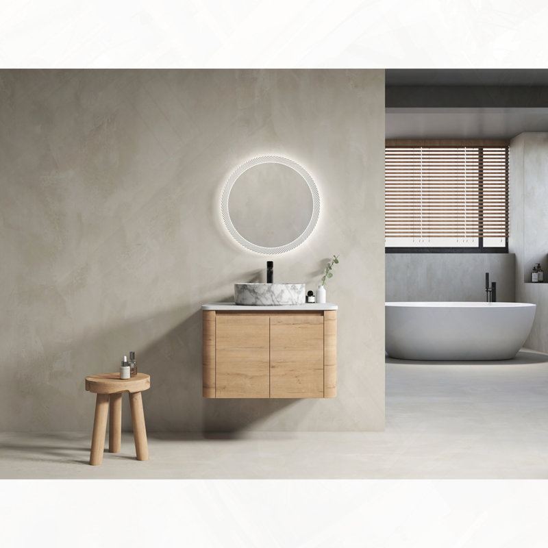 Meuble-lavabo mural avec lavabo d'art en céramique et portes à fermeture en douceur