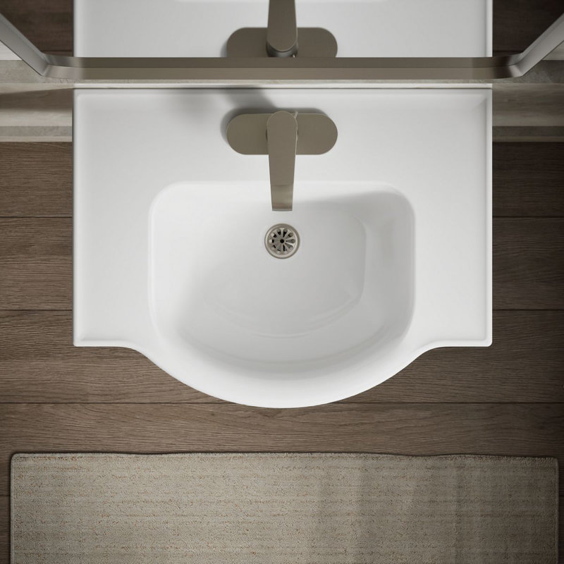 Veer Ceramic Pedestal Bathroom Sink with Overflow, White, 7.99" H x 24" L x 18.25" W, 4" Centers