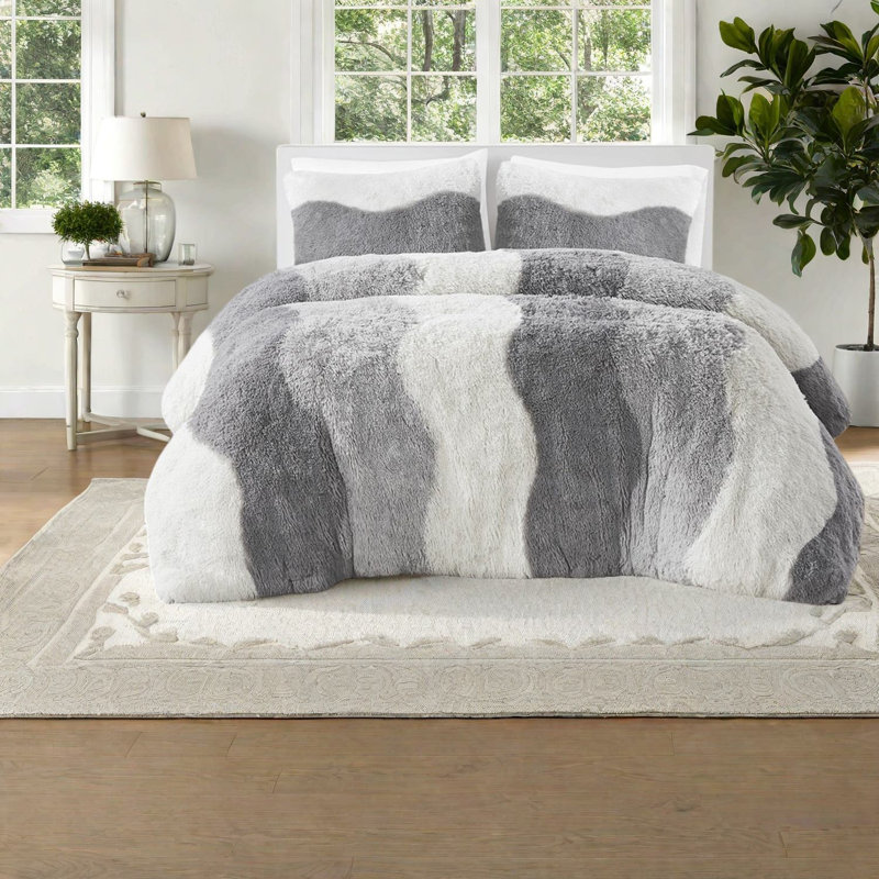Ensembles de literie en fausse fourrure douillette, grand style ombré en polyester pour la maison