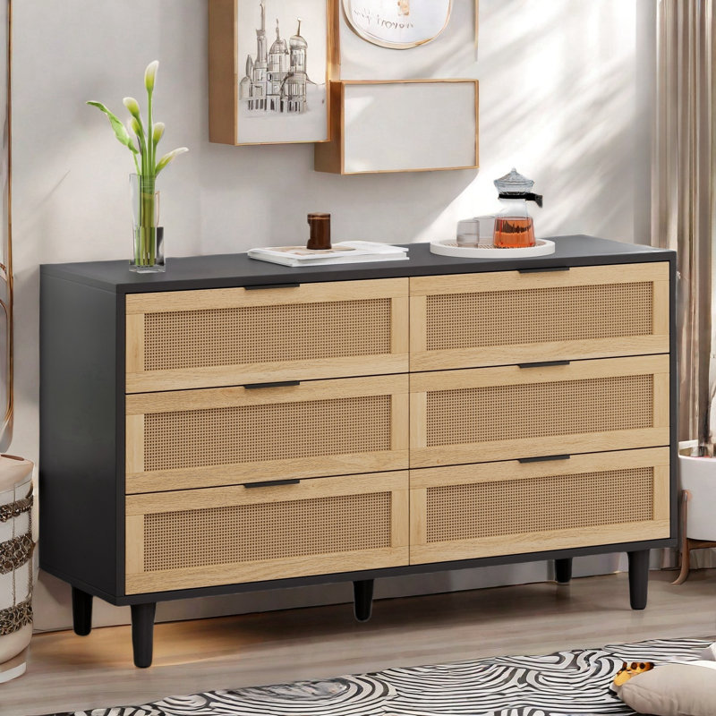 Commode 6 tiroirs Abagayle, Noir
