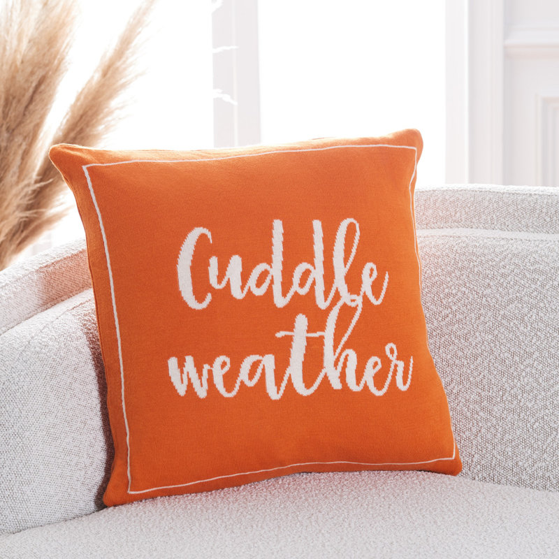 Orange Cotton Reversible Cuddle Weather Throw Pillow Set
