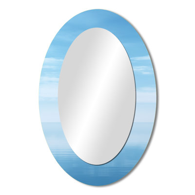 Oceans Infinity Dreamscape IV - Blue Modern Oval Wall Mirror