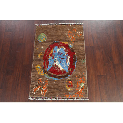 Modern Abstract Wool Rug 3x4