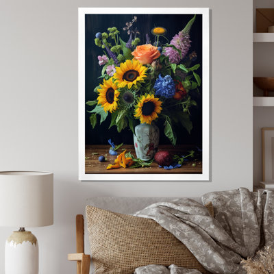 «Blossoming Sunflower Bouquet» avec impression sur toile