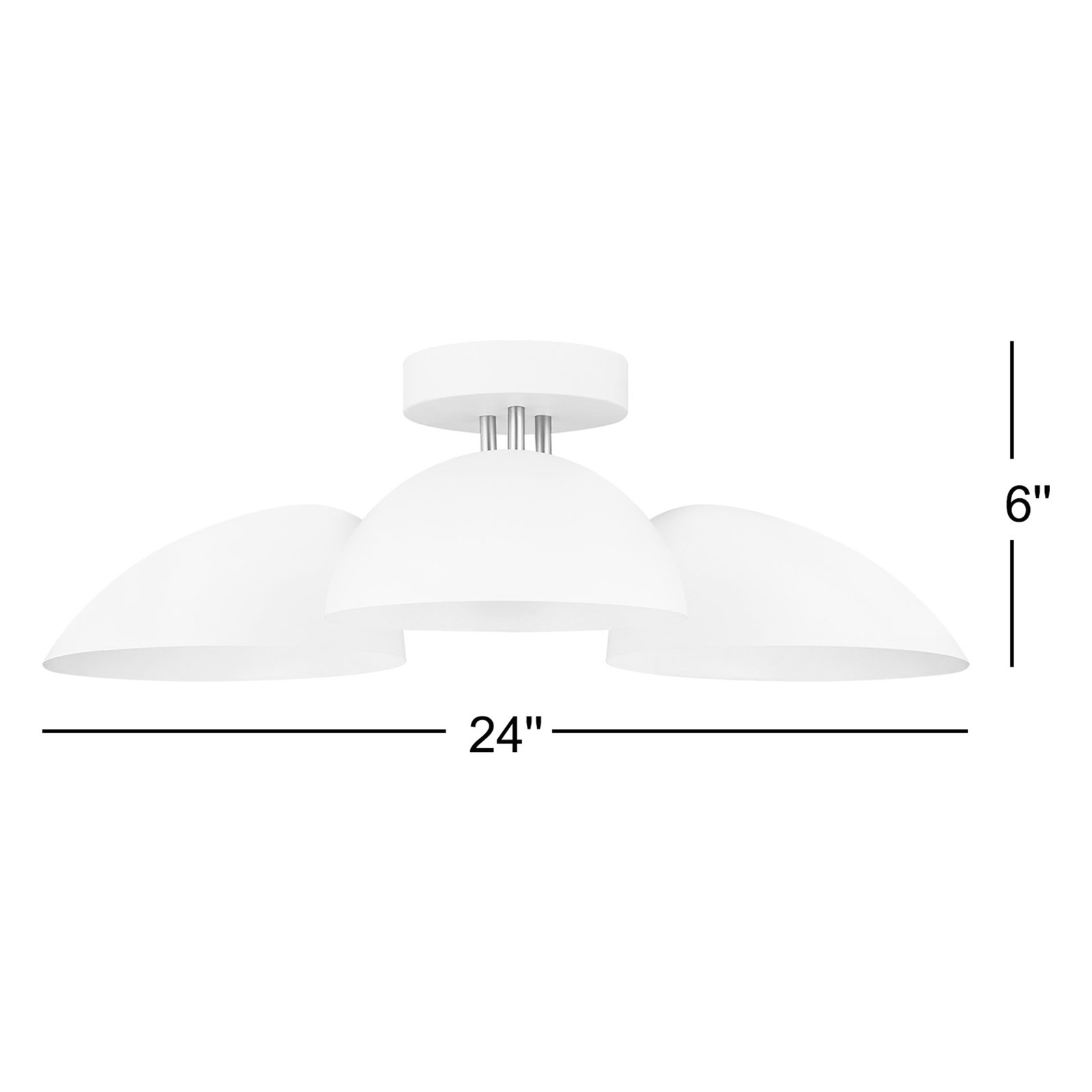 Adarna 3-Light Semi Flush Mount, Matte White
