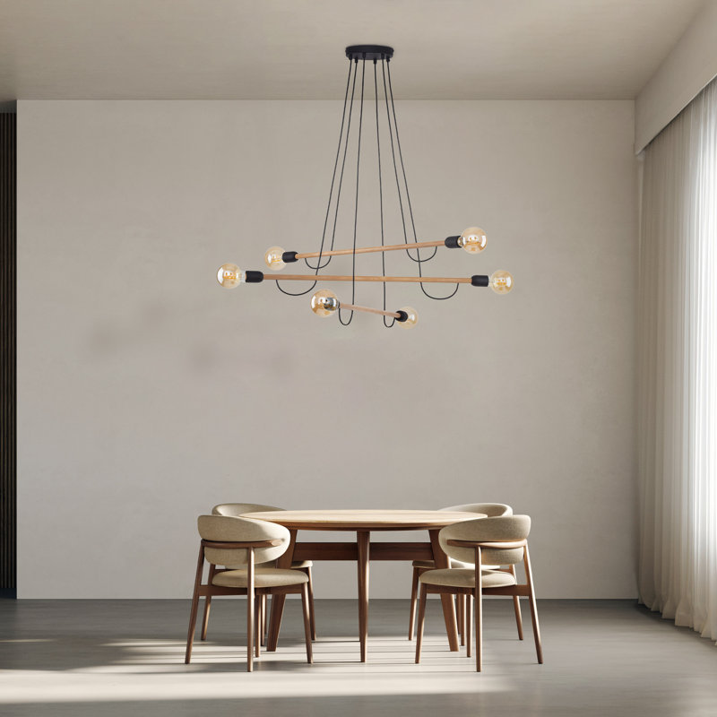 Anupam 6 - Light Stainless Steel Cluster Pendant, Light brown