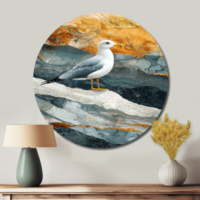 Marbre, mouette, vol de la côte I - Mouette ronde, art mural en métal