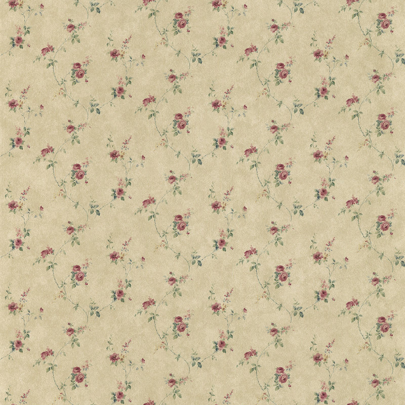 Pretty Prints Lauras Floral Trail 10.05m x 53cm Matte Wallpaper Roll, Beige