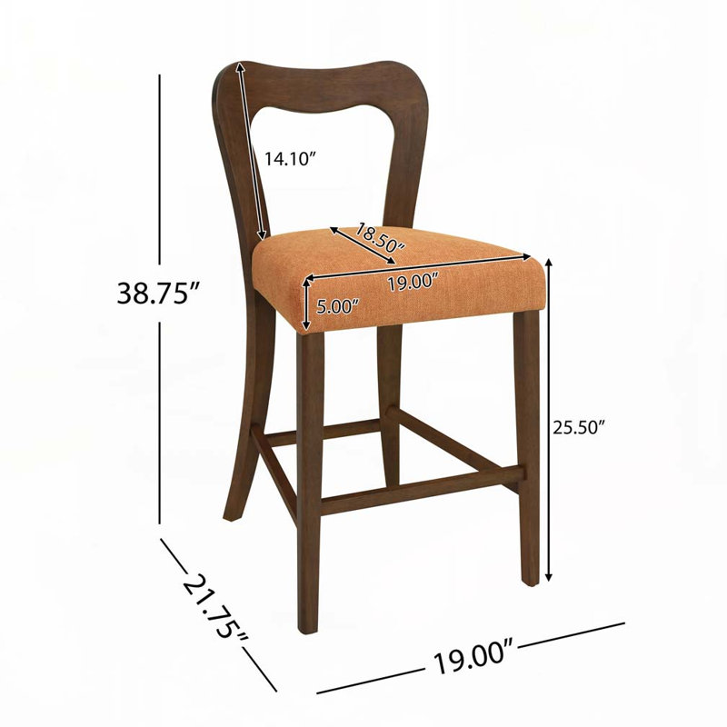 Solid Wood Counter Stool,Barstools, Walnut, Caramel