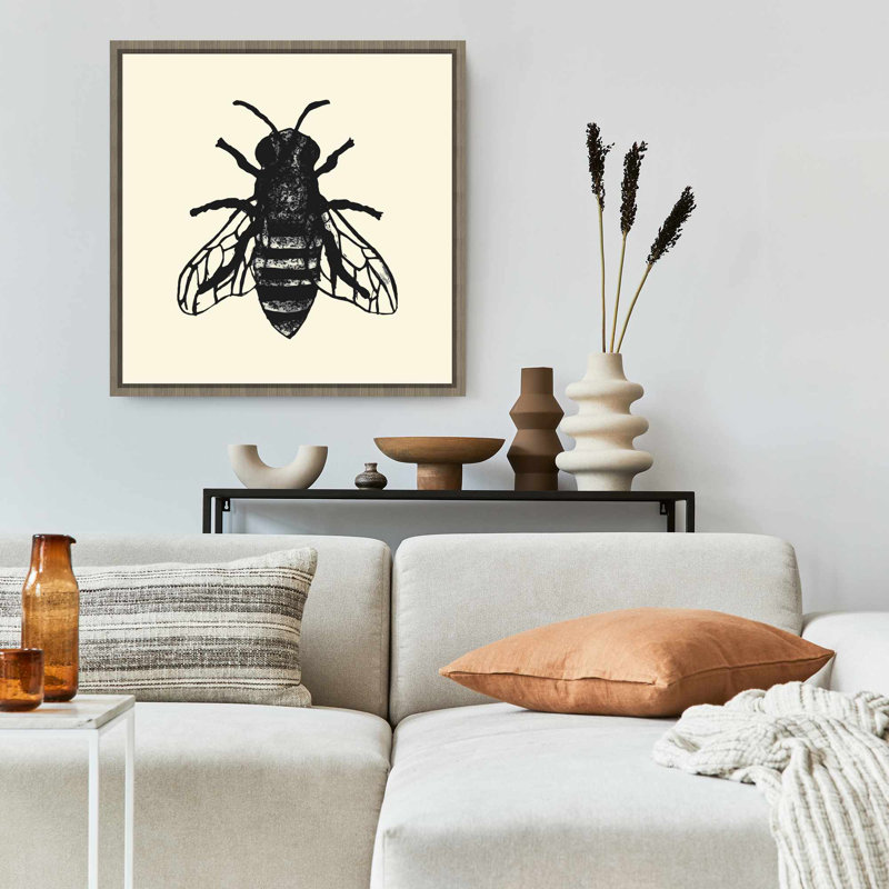 «Bee», art mural sur toile | Décoration encadrée industrielle noire