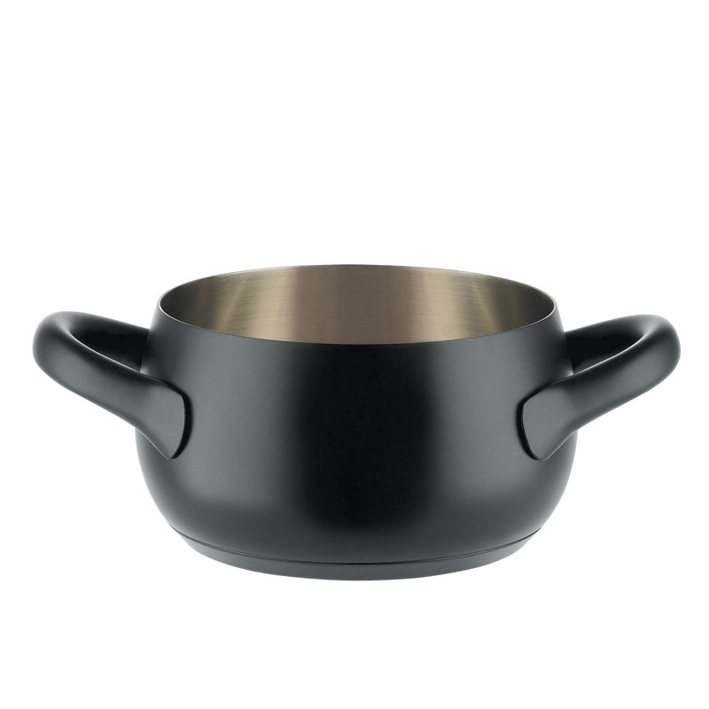 Alessi Mami Stainless Steel Round, 9.3cm H x 17cm diameter, Black