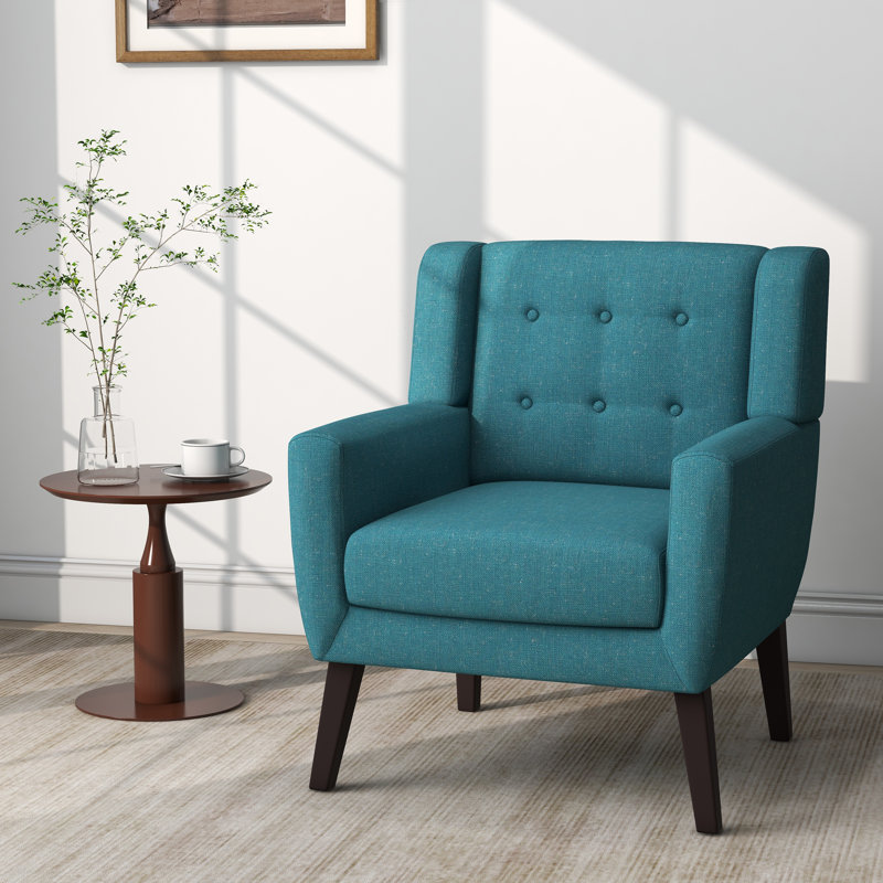 Stephanny Upholstered Armchair, Light Blue Linen Blend