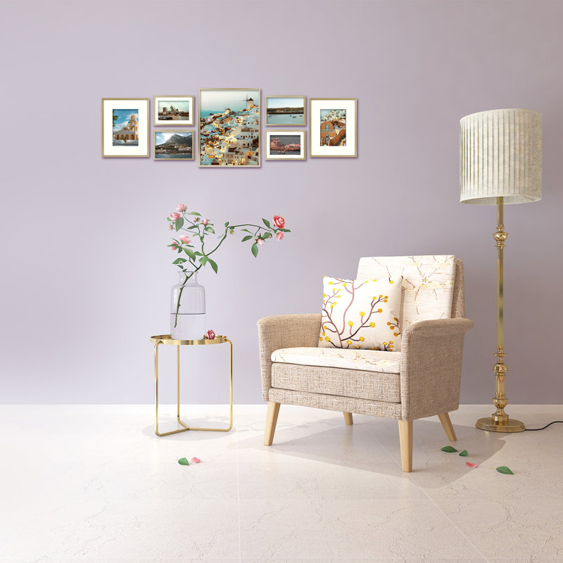 Luray 7 Piece Matte Metal Gallery Picture Frame with Real Glass Set, Gold