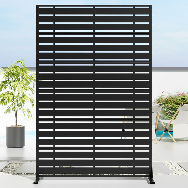 Paravent d'extérieur en métal, H 72 po x l 47 po x P 16 po, Noir