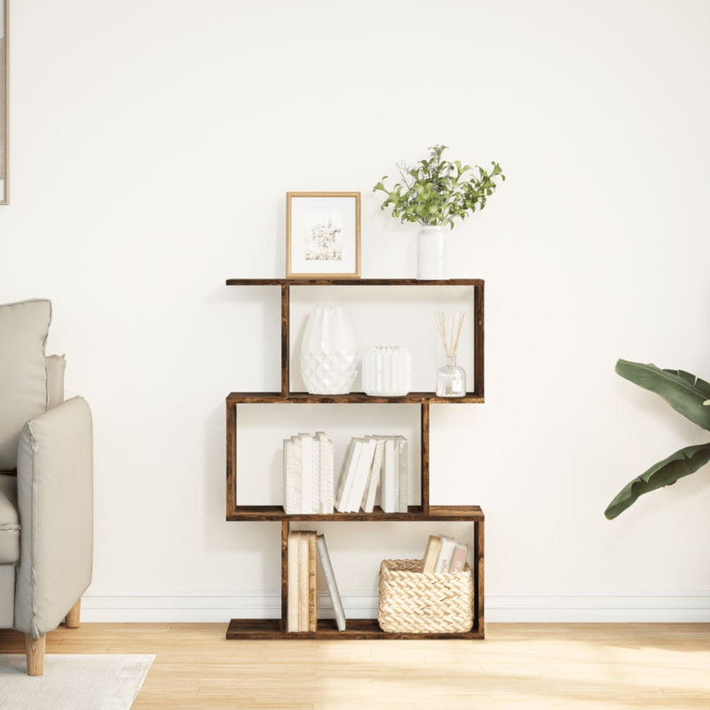 Sekai 70cm W Bookcase, (3 Shelves) 97cm H x 70cm W x 24cm D, Smoked Oak