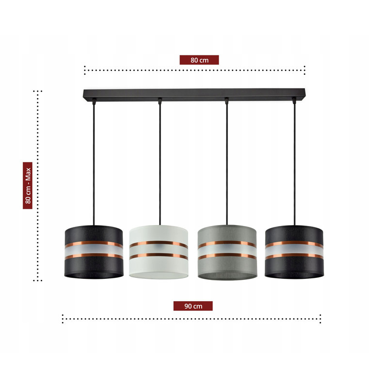 Galarza 4 - Light Kitchen Island Pendant, White/Black/Grey