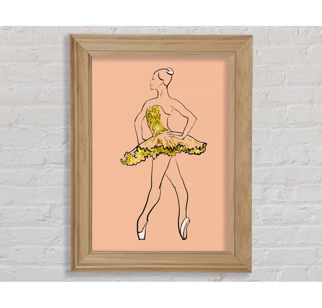 Goldene weiße Ballerina Gerahmter Druck Wandkunst