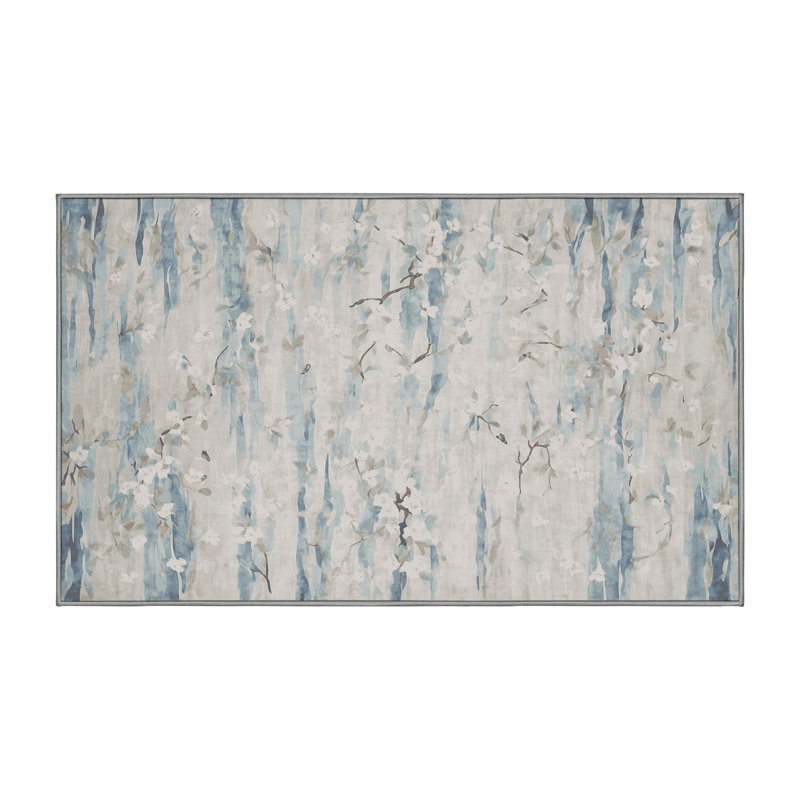 Machine Washable Gray Area Rug, Rectangle 5' x 8'