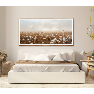 Art mural nature, impression sur toile de champ de coton, fleur sauvage, art botanique