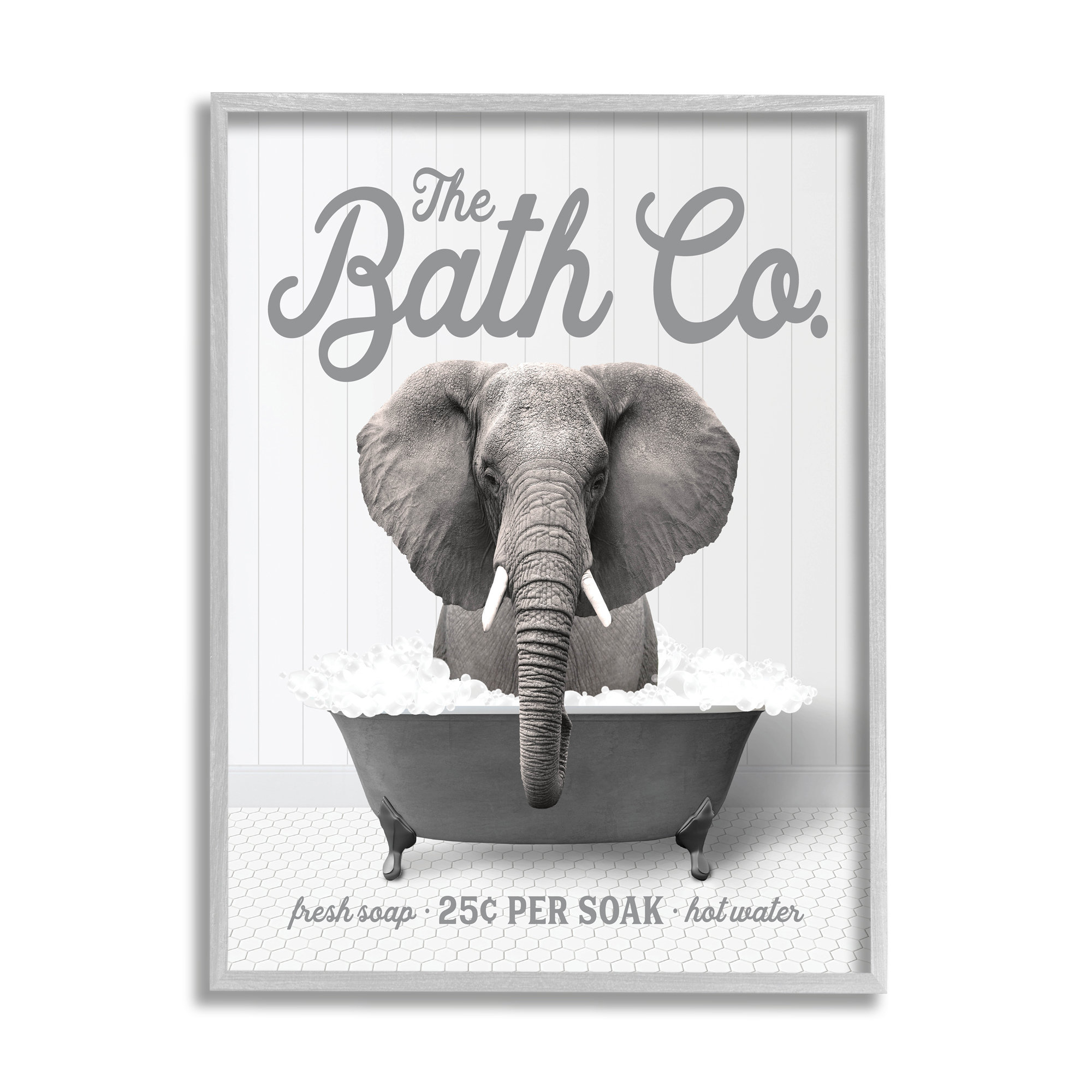 Trinx Bubble Bath Elephant Framed Giclee Art Design By Lettered And ...